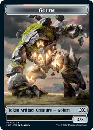 Golem // Elf Warrior Double-Sided Token (2XM-23 // 21) - Double Masters Foil