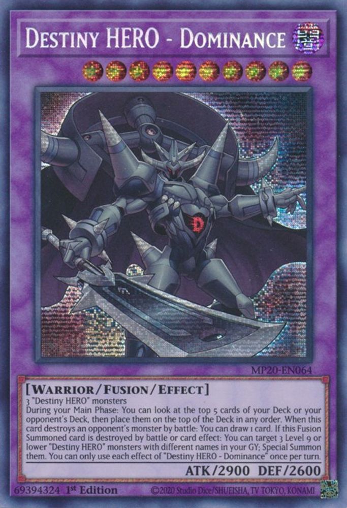 Destiny Hero - Dominance [MP20-EN064] Prismatique Secret Rare 