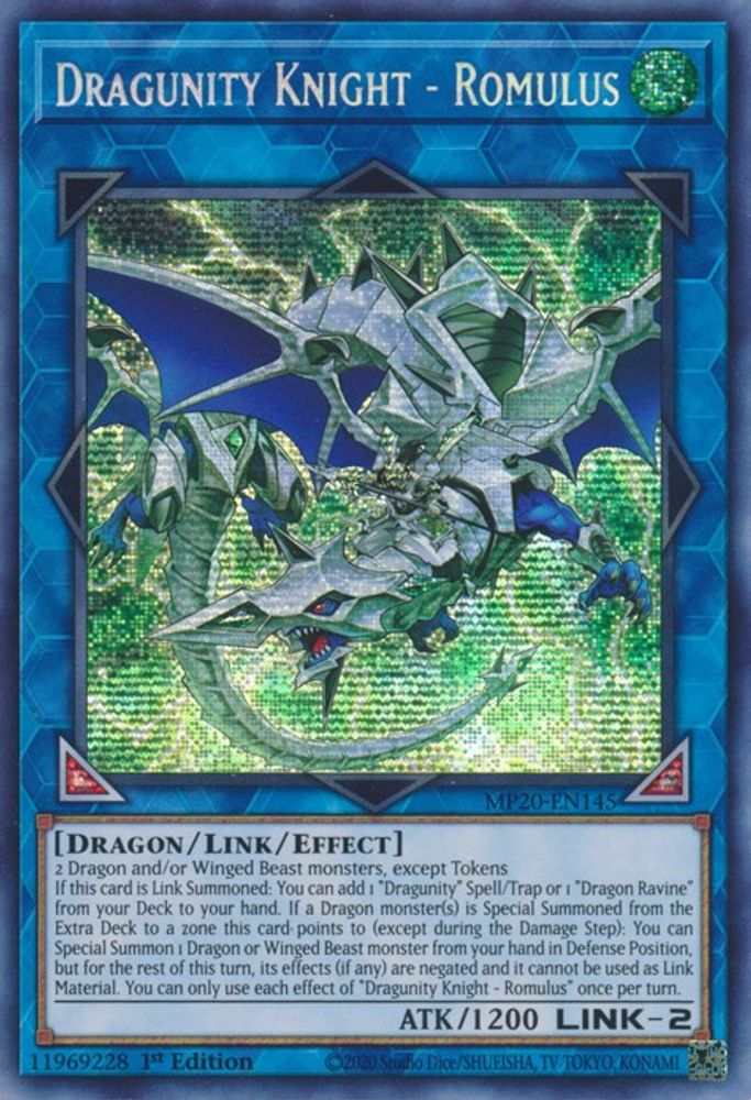 Dragunity Knight - Romulus [MP20-EN145] Prismatique Secret Rare 