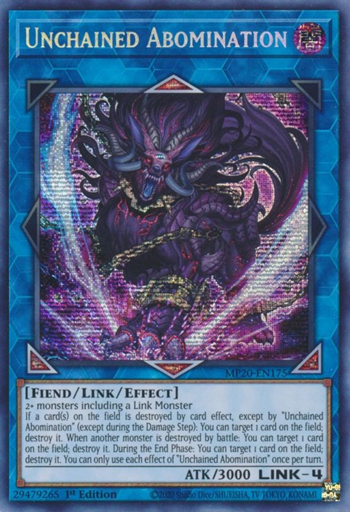 Unchained Abomination (MP20-EN175) - Prismatic Secret Rare