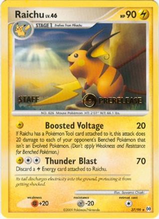 Raichu - 27/99 (Prerelease) [Staff]/99  - Promo