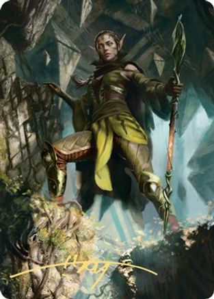 Nissa of Shadowed Boughs Art Card (5/81) (Gold-Stamped Signature) (ASZNR-005) - Art Series: Zendikar Rising