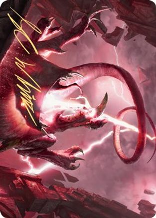 Thundering Rebuke Art Card (Gold-Stamped Signature) (ASZNR-068) - Art Series: Zendikar Rising