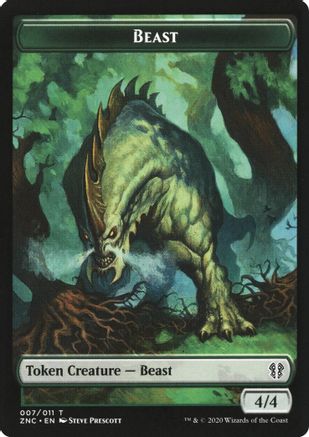 Beast // Saproling Double-Sided Token (ZNC-7 // 9) - Commander: Zendikar Rising