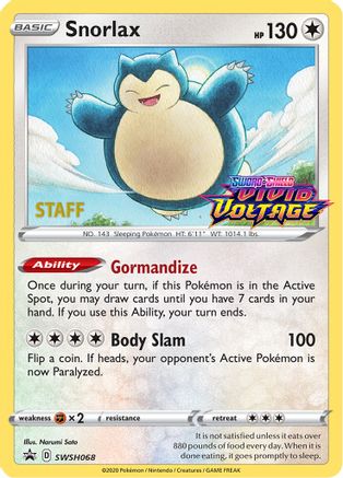 Snorlax - SWSH068 (Prerelease) [Staff]  - Holofoil - Promo