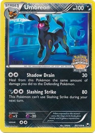 Umbreon - 60/108 (Regional Championships) [Staff]/108  - Reverse Holofoil - Promo