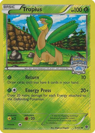 Tropius - 5/101 (National Championships)/101  - Reverse Holofoil - Promo