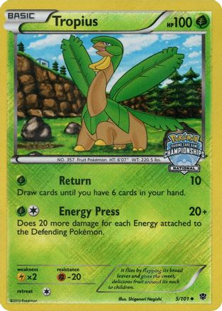 Tropius - 5/101 (National Championships) [Staff]/101  - Reverse Holofoil - Promo
