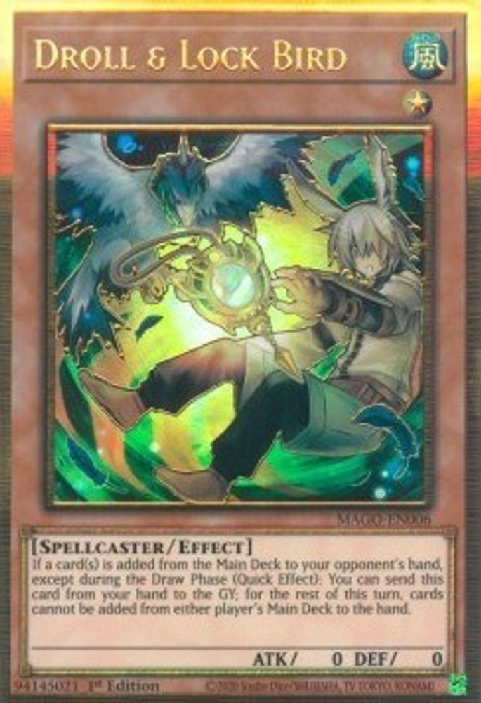 Droll & Lock Bird (MAGO-EN006) - Premium Gold Rare
