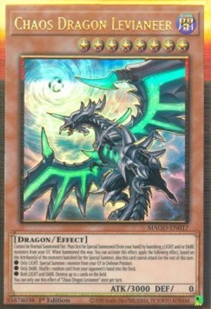 Chaos Dragon Levianeer (Alternate Art) (MAGO-EN017) - Premium Gold Rare