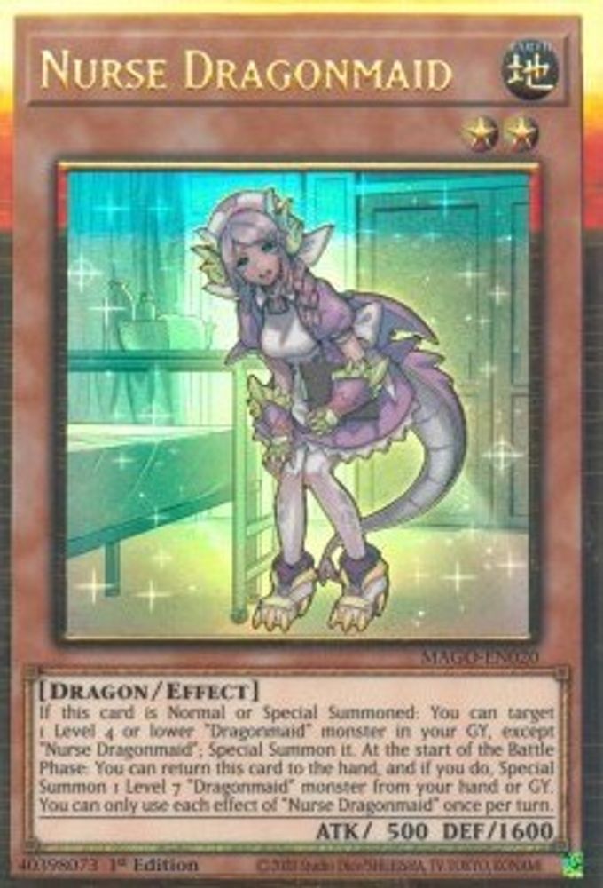 Nurse Dragonmaid (MAGO-EN020) - Premium Gold Rare