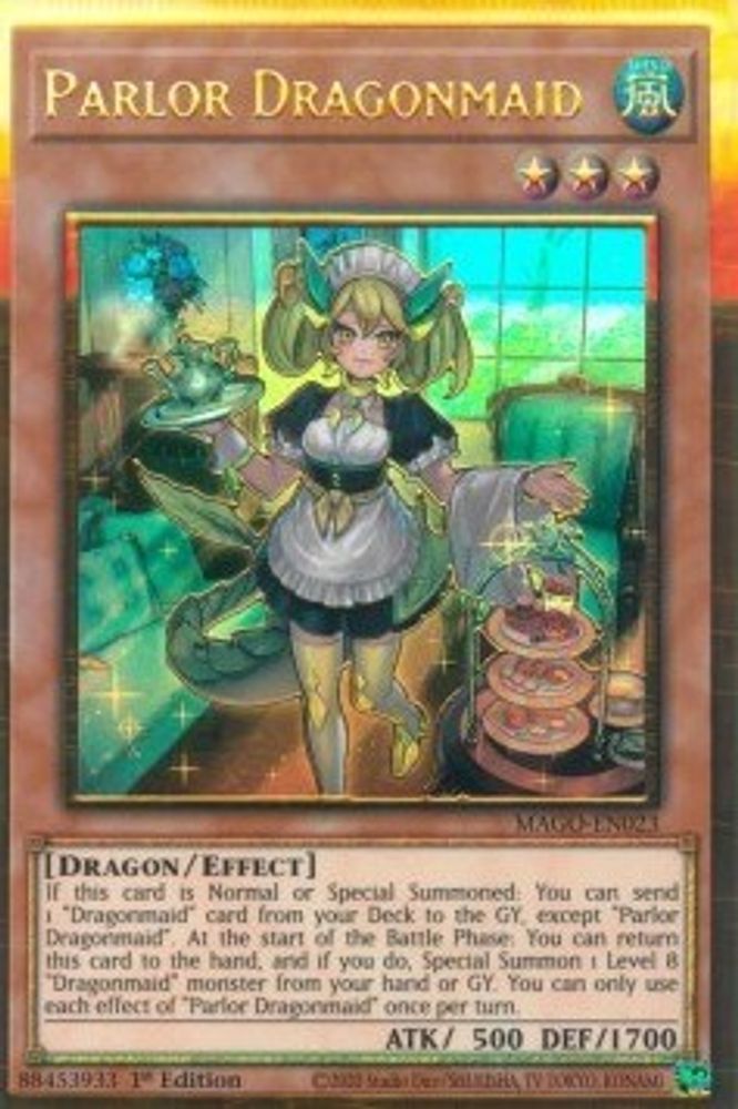 Parlor Dragonmaid (MAGO-EN023) - Premium Gold Rare
