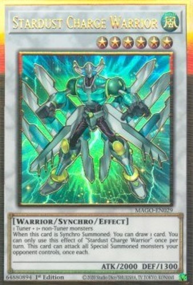 Stardust Charge Warrior (MAGO-EN029) - Premium Gold Rare