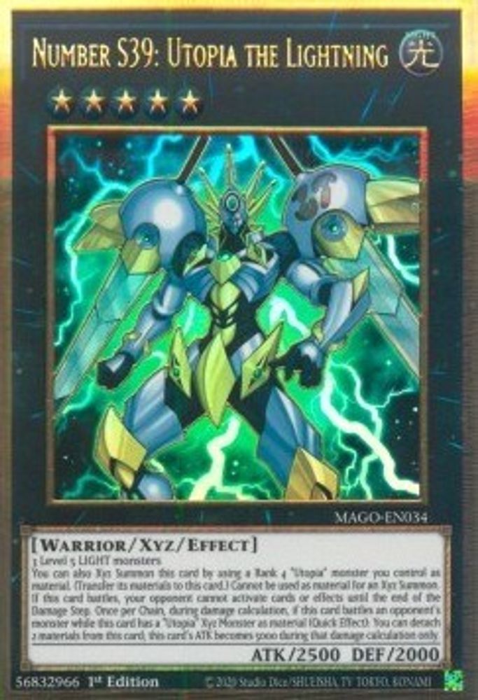 Number S39: Utopia the Lightning (MAGO-EN034) - Premium Gold Rare
