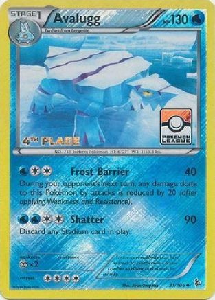 Avalugg - 31/106 (Pokemon League) [4th Place]/106  - Reverse Holofoil - Promo