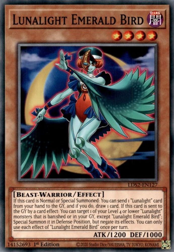 Lunalight Emerald Bird (LDS2-EN127) - Common