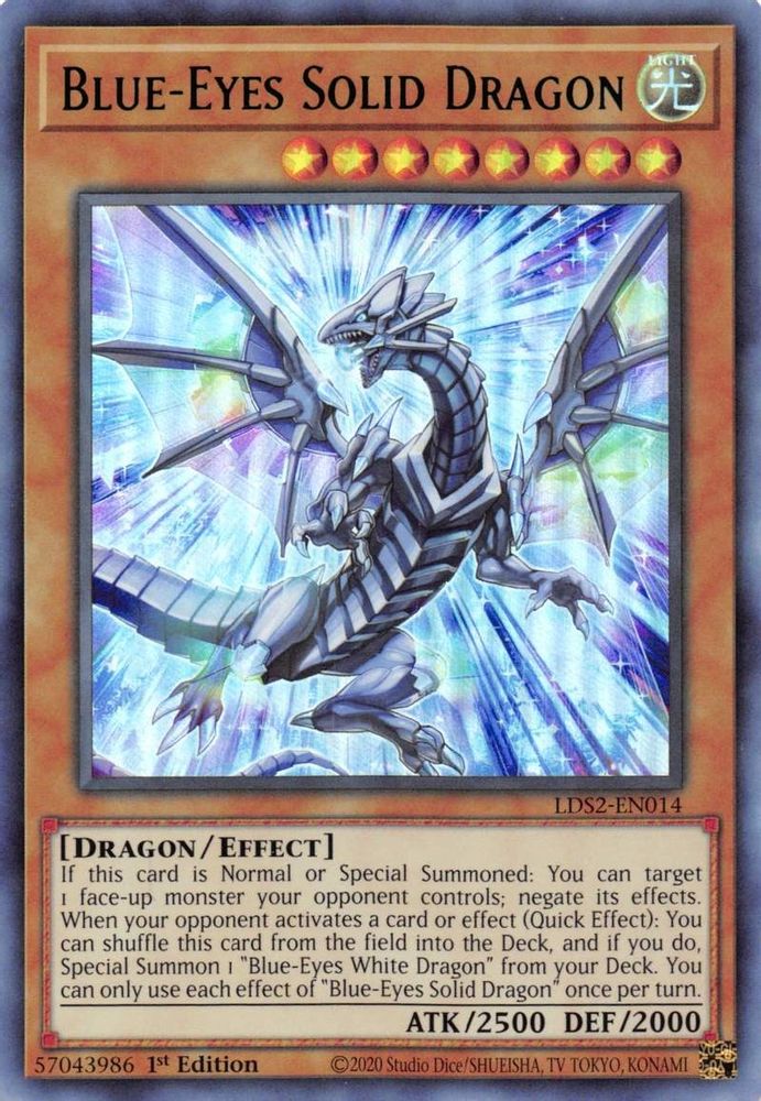 Dragon solide aux yeux bleus (vert) [LDS2-EN014] Ultra Rare 