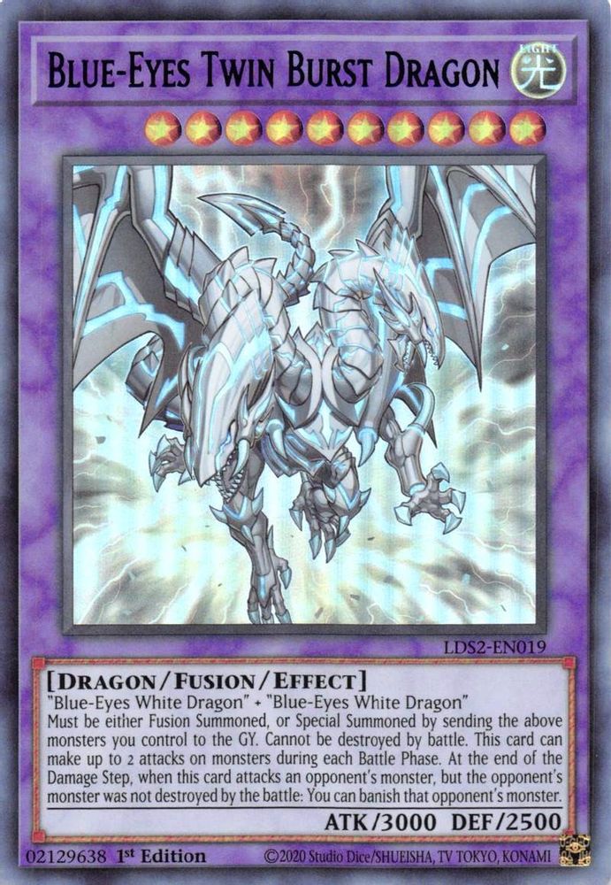 Dragon Twin Burst aux yeux bleus (bleu) [LDS2-EN019] Ultra rare 