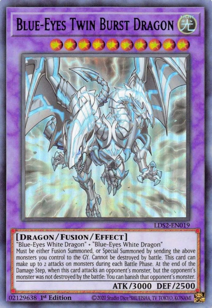 Dragon Twin Burst aux yeux bleus (violet) [LDS2-EN019] Ultra rare 