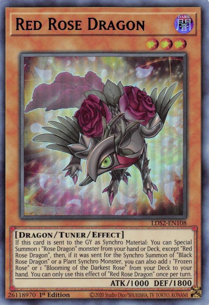 Red Rose Dragon (Blue) (LDS2-EN108) - Ultra Rare