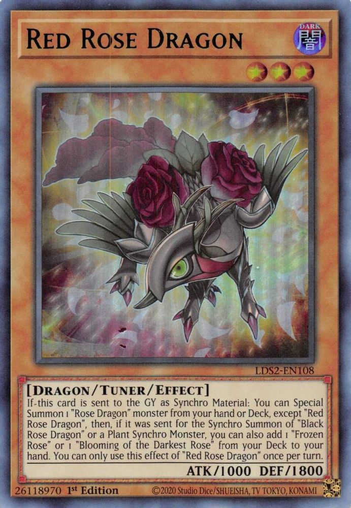 Red Rose Dragon (Green) (LDS2-EN108) - Ultra Rare
