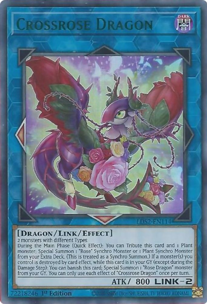 Crossrose Dragon (Green) (LDS2-EN114) - Ultra Rare