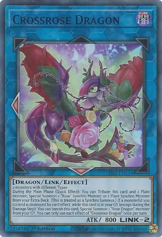 Crossrose Dragon (Purple) (LDS2-EN114) - Ultra Rare