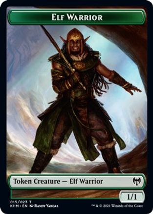 Elf Warrior // Zombie Berserker Double-Sided Token (KHM-15 // 9) - Kaldheim Foil