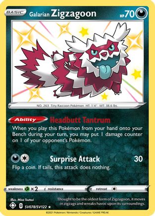 Galarian Zigzagoon SV078  - Holofoil - Shiny Holo Rare