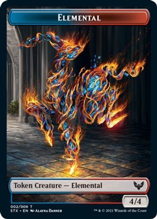 Elemental (2) // Treasure (7) Double-Sided Token (STX-2 // 7) - Strixhaven: School of Mages Foil