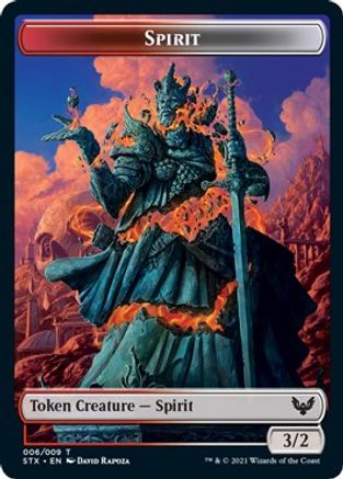 Spirit (6) // Emblem - Lukka, Wayward Bonder (8) Double-sided Token (STX-6 // 8) - Strixhaven: School of Mages Foil