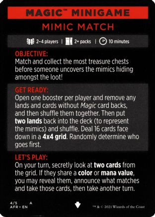 Magic Minigame: Mimic Match (AFR-004) - Adventures in the Forgotten Realms