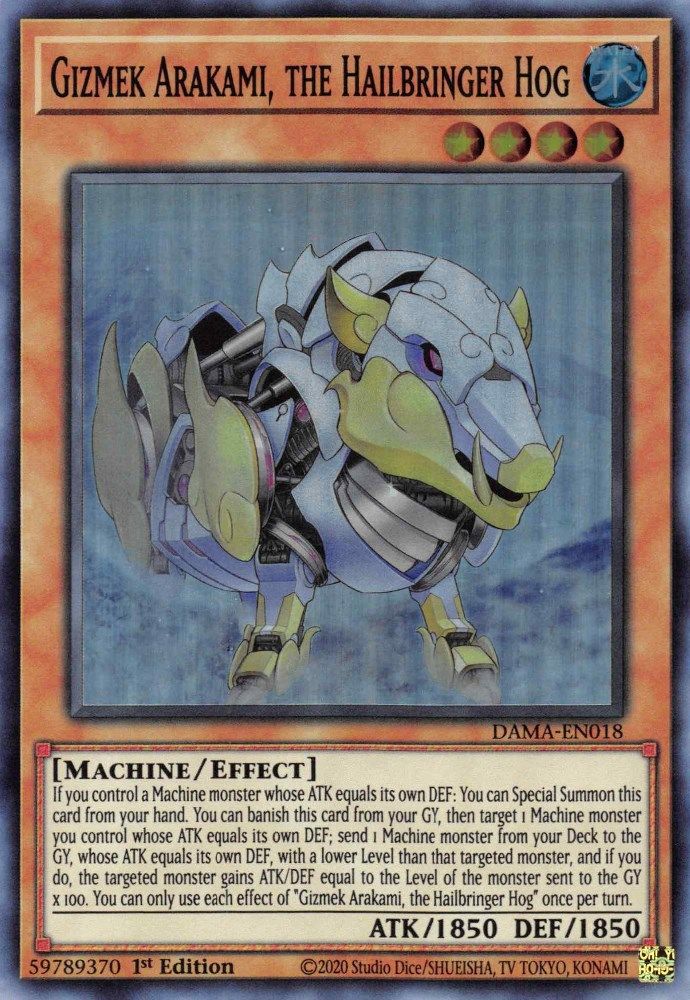 Gizmek Arakami, the Hailbringer Hog (DAMA-EN018) - Super Rare