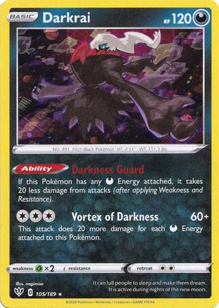 Darkrai (105/189) (Cosmos Holo) [Épée et Bouclier : Ténèbres en feu] 