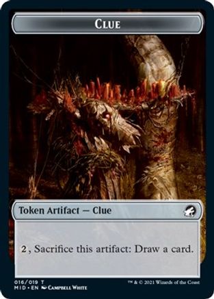 Clue // Treefolk Double-Sided Token (MID-16 // 12) - Innistrad: Midnight Hunt Foil