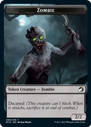 Zombie (005) // Devil Double-Sided Token (MID-5 // 6) - Innistrad: Midnight Hunt Foil