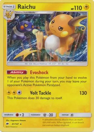 Raichu - 41/147 (Cosmos Holo)/147  - Holofoil - Promo