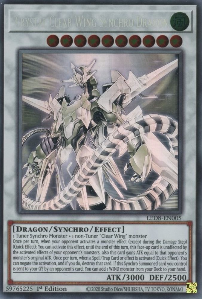 Crystal Clear Wing Synchro Dragon (Ghost Rare) (LED8-EN005) - Ghost Rare