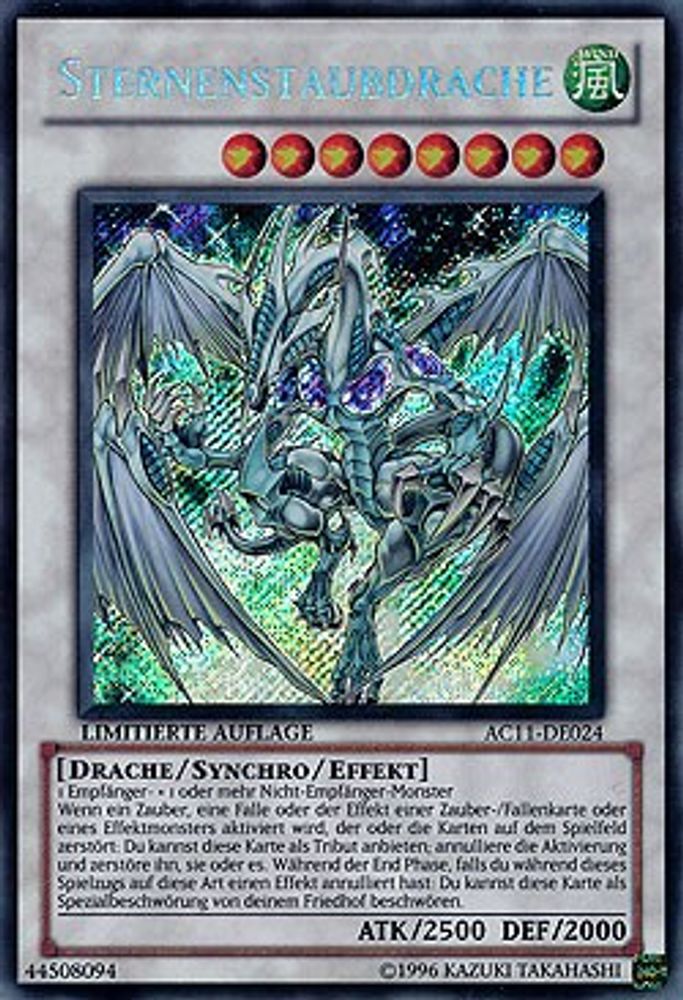 Stardust Dragon (German) - "Sternenstaubdrache" (AC11-DE024) - Secret Rare