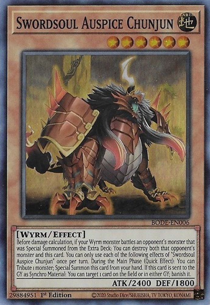 Swordsoul Auspice Chunjun (BODE-EN006) - Super Rare