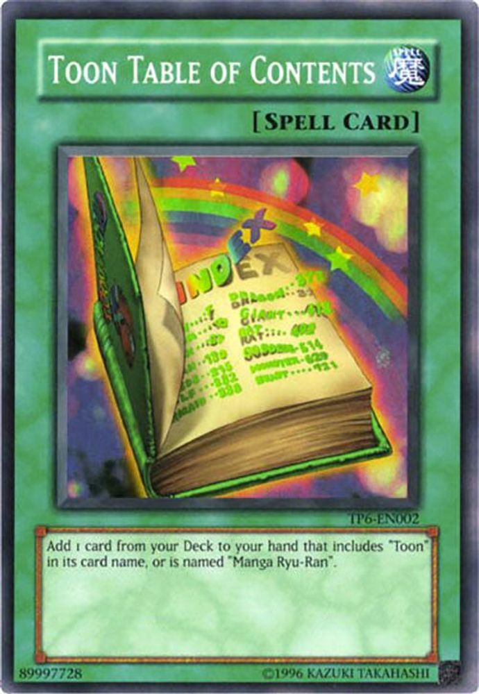Table des matières de Toon [TP6-EN002] Super Rare 
