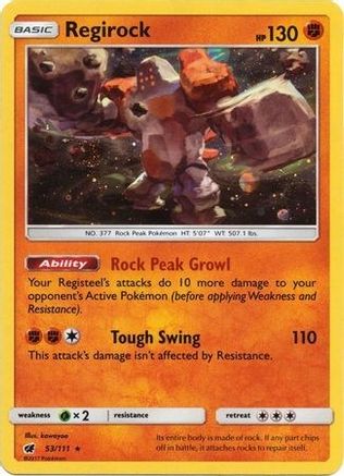 Regirock (53/111) (Cosmos Holo) [Soleil et Lune : Invasion Pourpre] 