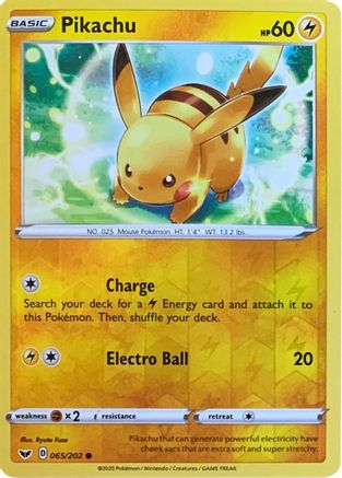 Pikachu (065/202) (Cosmos inversé Holo) [Épée et bouclier : ensemble de base] 