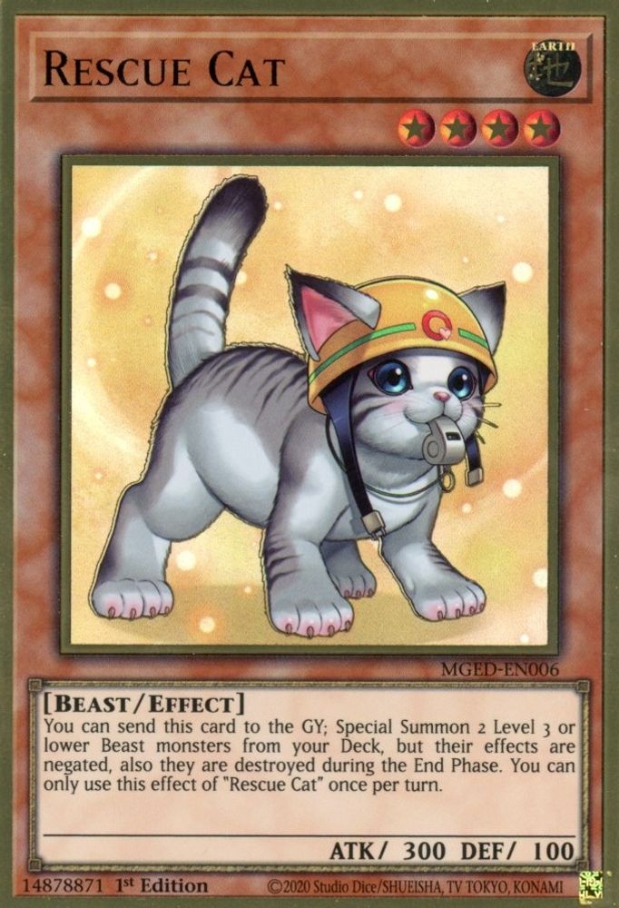 Rescue Cat (Alternate Art) (MGED-EN006) - Premium Gold Rare