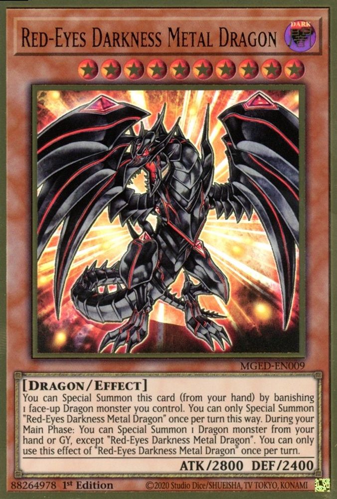 Red-Eyes Darkness Metal Dragon (MGED-EN009) - Premium Gold Rare
