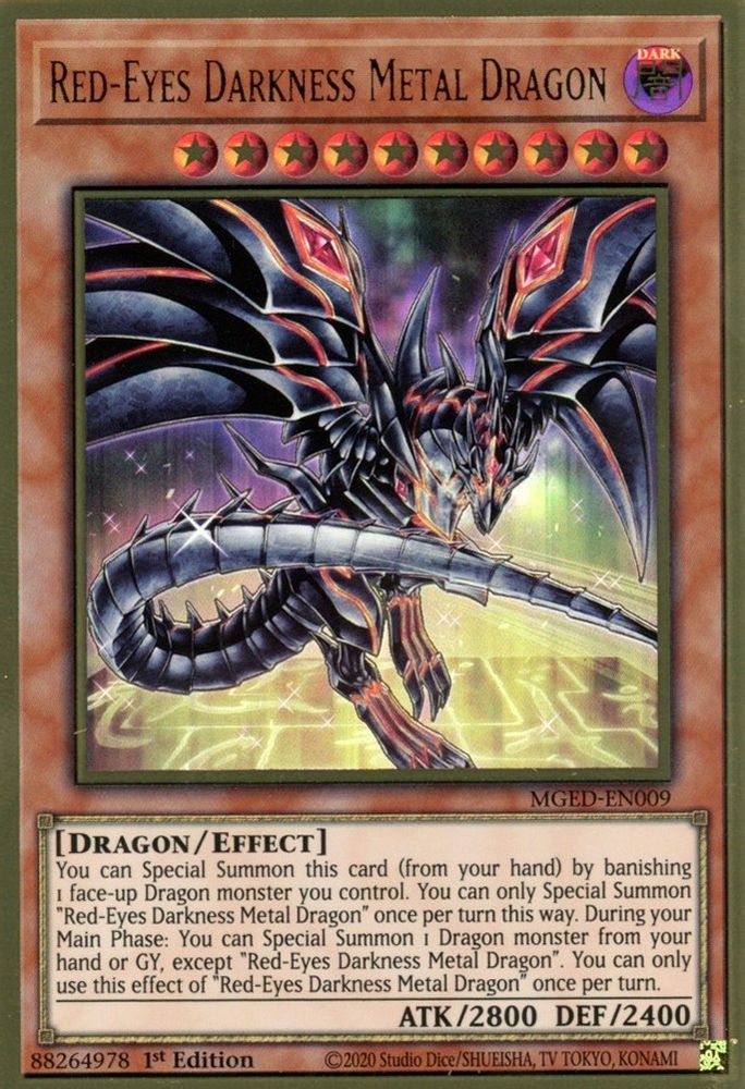 Red-Eyes Darkness Metal Dragon (Alternate Art) (MGED-EN009) - Premium Gold Rare