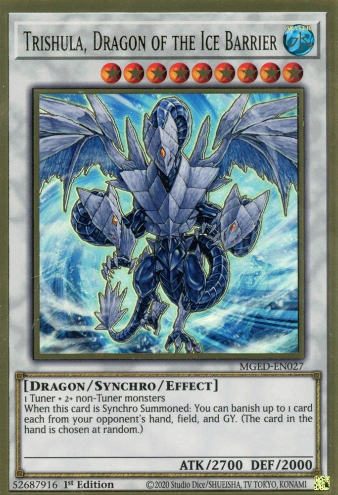 Trishula, Dragon of the Ice Barrier (MGED-EN027) - Premium Gold Rare