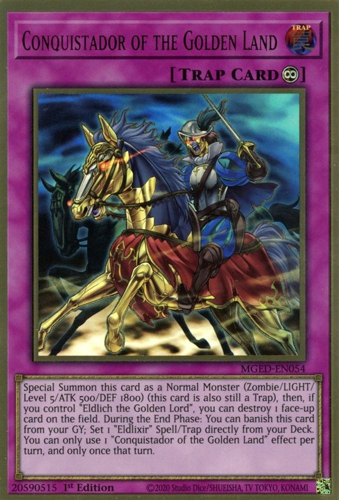 Conquistador of the Golden Land (MGED-EN054) - Premium Gold Rare
