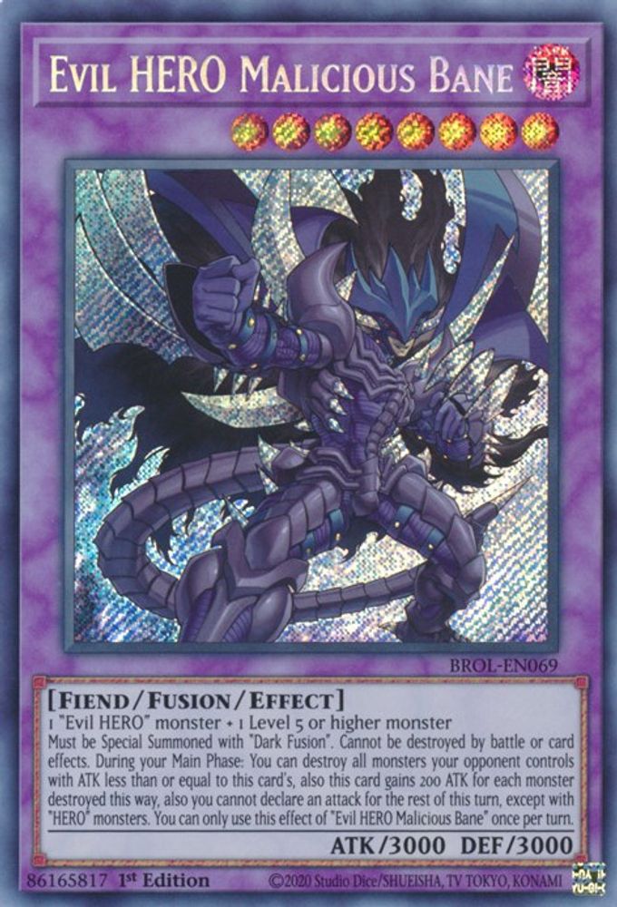 Evil HERO Malicious Bane (BROL-EN069) - Secret Rare