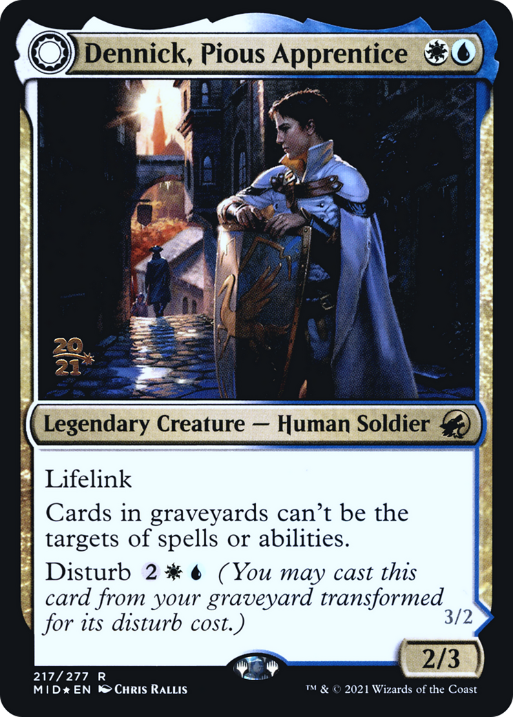 Dennick, Pious Apprentice (PRE-217) - Innistrad: Midnight Hunt Promos: (Double Faced Transform) Foil